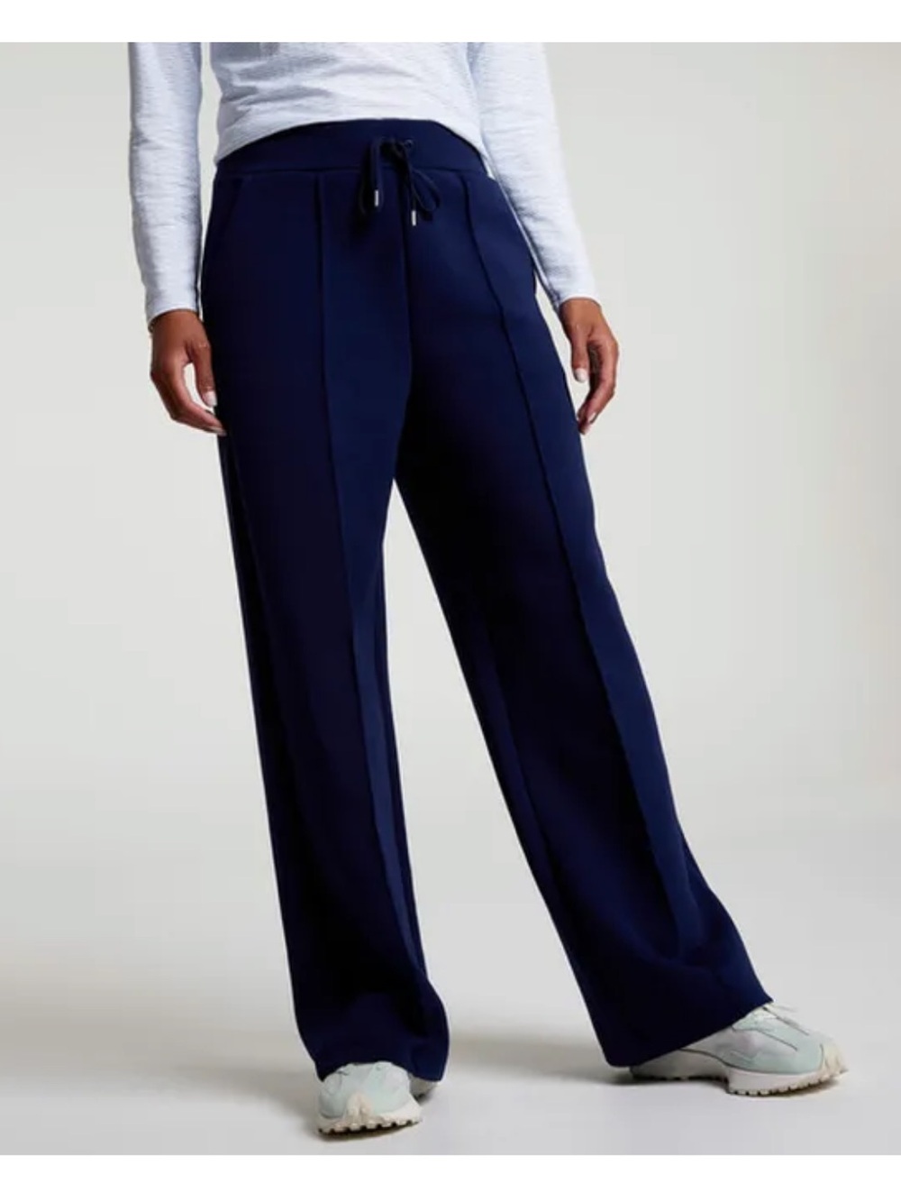 CALIA navy blue soft scuba Wide-Leg Drawstring Pants medium M